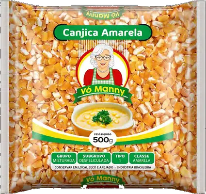 Embalagem de Canjica Amarela da marca Vó Manny