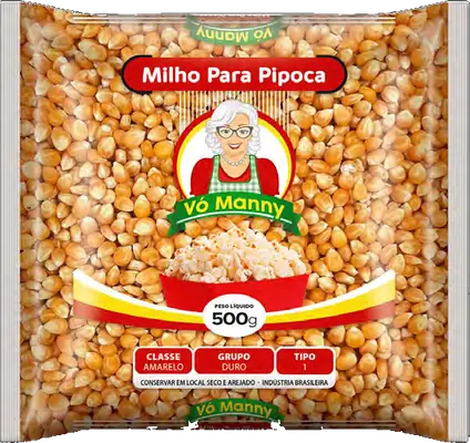 Embalagem de Milho de Pipoca da marca Vó Manny
